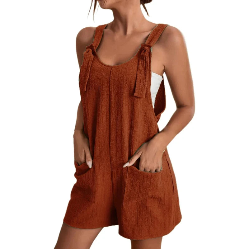 Women's Strappy Sleeveless Casual Jumpsuit w/ Pockets