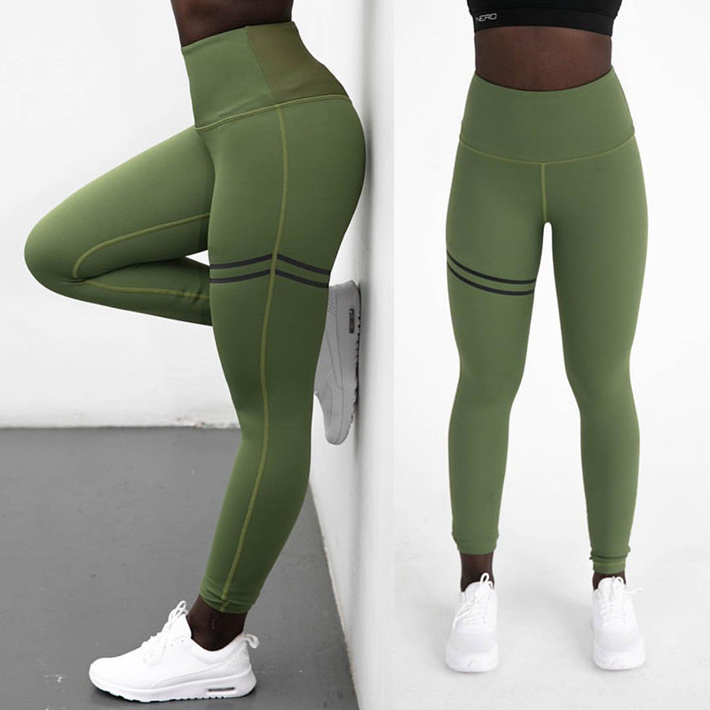 High-Waisted Double Ring Flat Printing Yogahose, schmal geschnittene Damenleggings