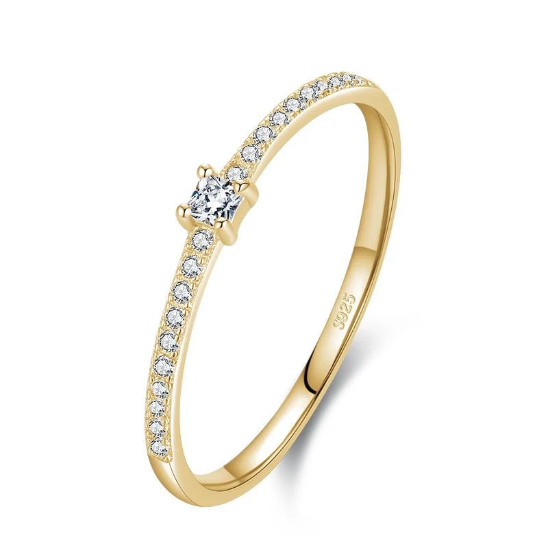 Modian 2021 Real 925 Sterling Silver Simple Square Clear CZ Charm Gold Color Finger Rings For Women Wedding Engagement Jewelry - Teglex