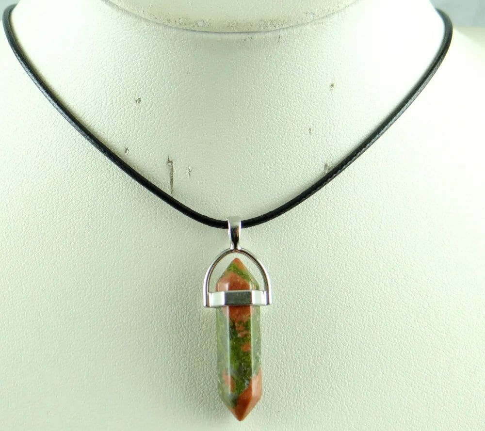 Natural Stone Crystal Hexagonal Pendant — Quartz, Tiger Eye & More - Teglex
