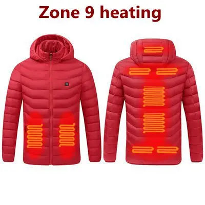 Men's parka Winter Warm USB Heating Jackets Smart Thermostat Pure Color Hooded Heated Clothing male bobojaco Warm padded jacket - Teglex