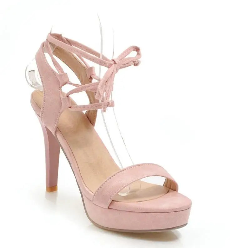 Women's High Heel Sandals Pointed Toe Lace Up Platform Party Shoes