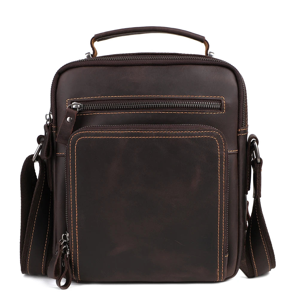 JOYIR Neue Echtleder Vintage Handtaschen für Herren, kleine Umhängetasche mit Klappe, lässige Bürotasche, modische Umhängetasche