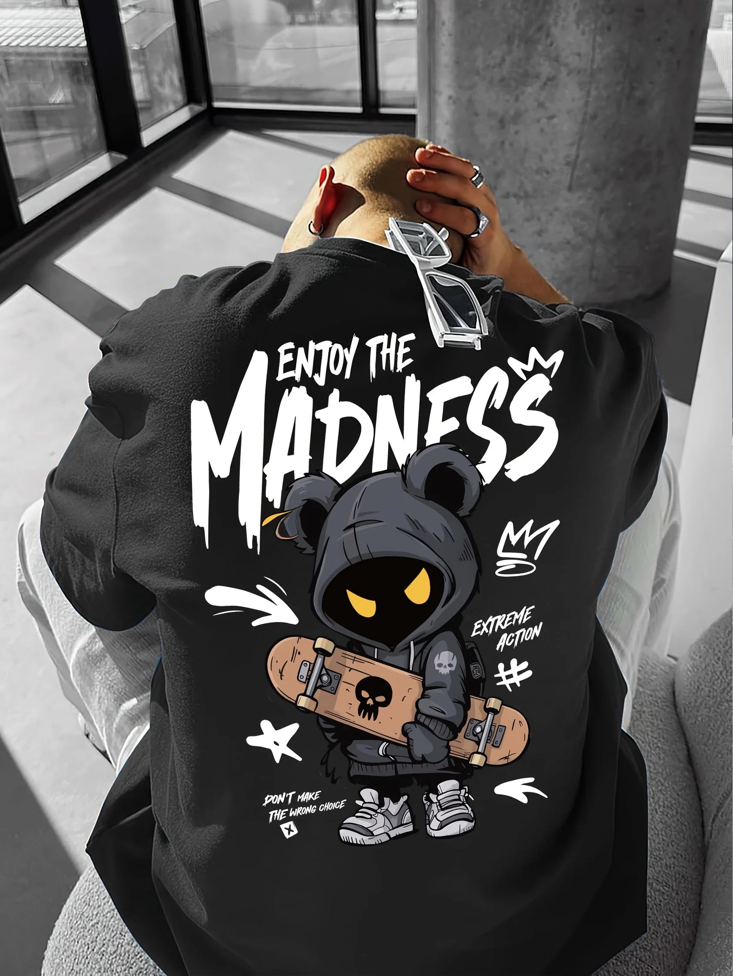 Men's Cartoon Letter Print Street Style T-Shirt