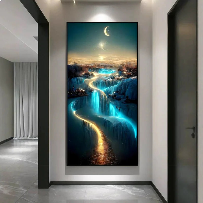 Flowing Water Wealth LED Hanging Mural Lamp Home Decor