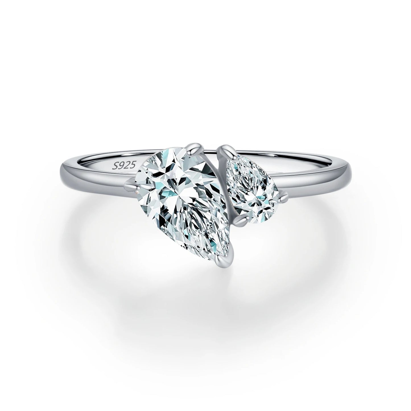 MODIAN Real 925 Sterling Silver Sparkling Water Drop Interweaving Dazzling Clear Pear CZ Finger Rings For Women Fine Jewelry - Teglex