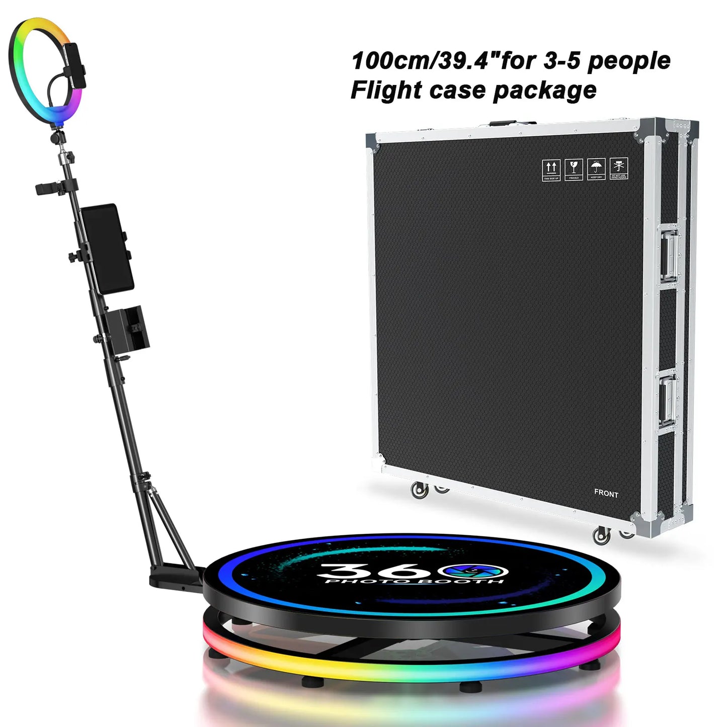 360 Photo Booth Machine RGB Light App Control Party Events