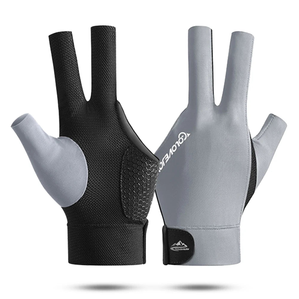 Open Finger Billiard Gloves Breathable Polyester Snooker Pool Gloves Adjustable Sticker Smooth Soft Lightweight Amateur Training - Teglex