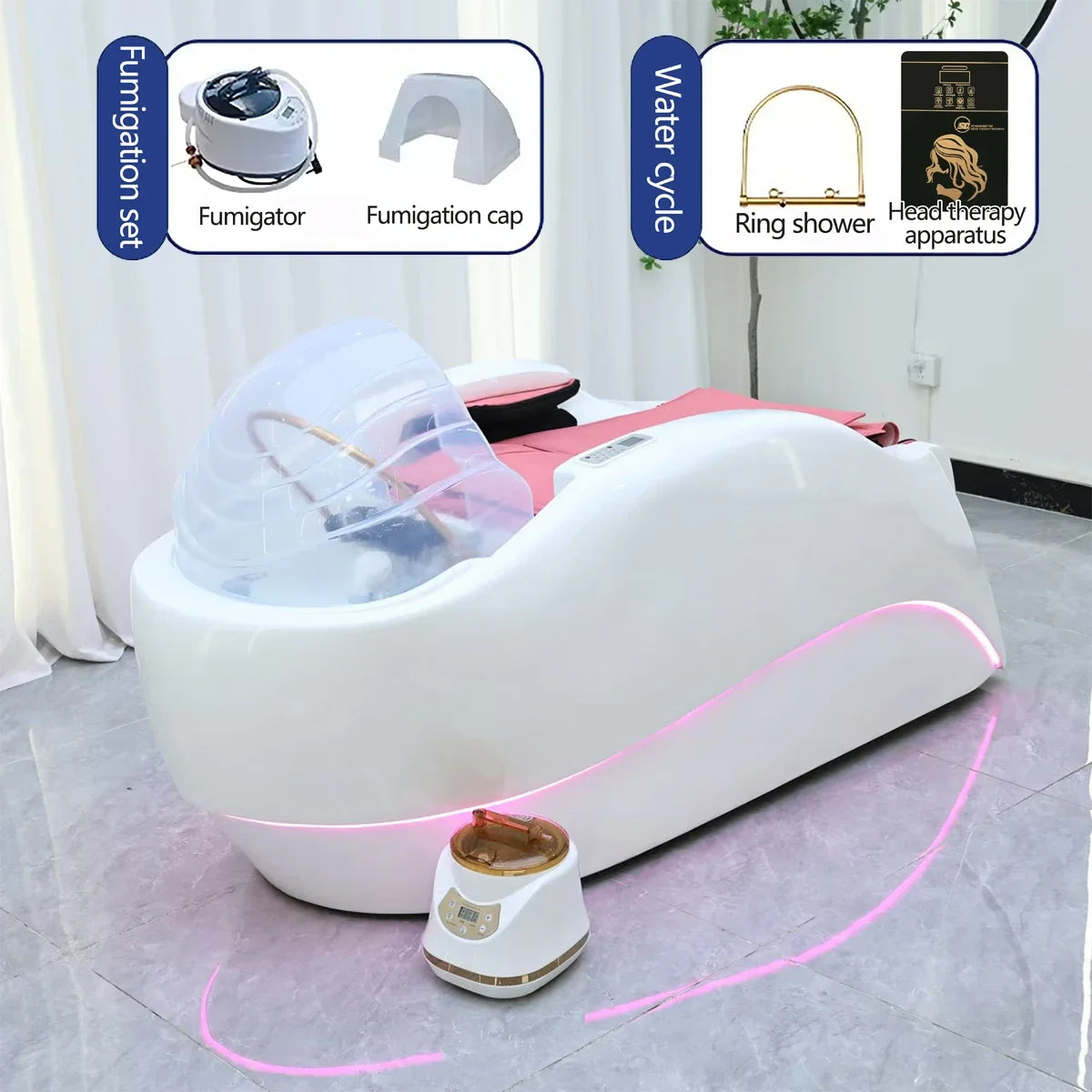 XinSheng Professionelle elektrische Massageliege Kopf-SPA-Salon-Massagetisch Haarwäsche-Dampfbetten Friseurbedarf Smart Furniture