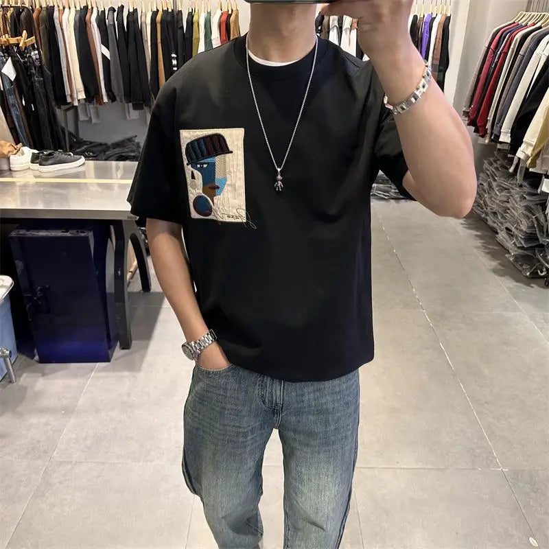 Men's Contrast Color Printed Couple T-Shirt – Spliced
