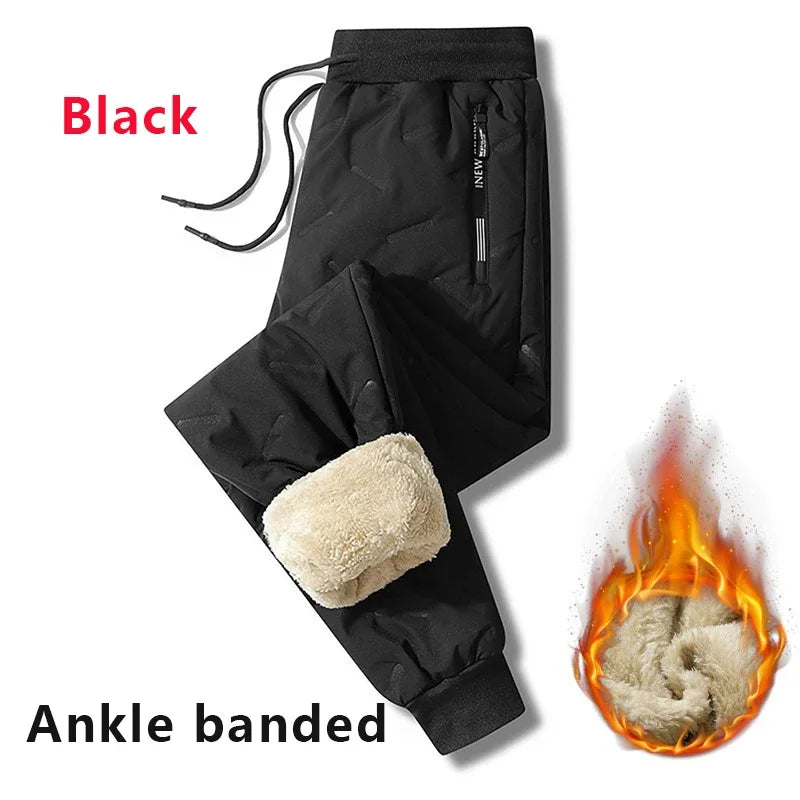 Herren Plüsch-Fleece-Thermo-Jogginghose Winddichte Winterhose