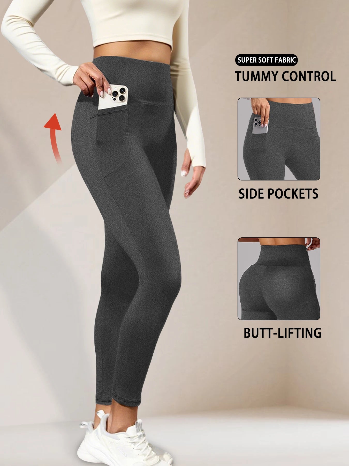 High Waist Yoga Leggings with Pockets – Tummy Control