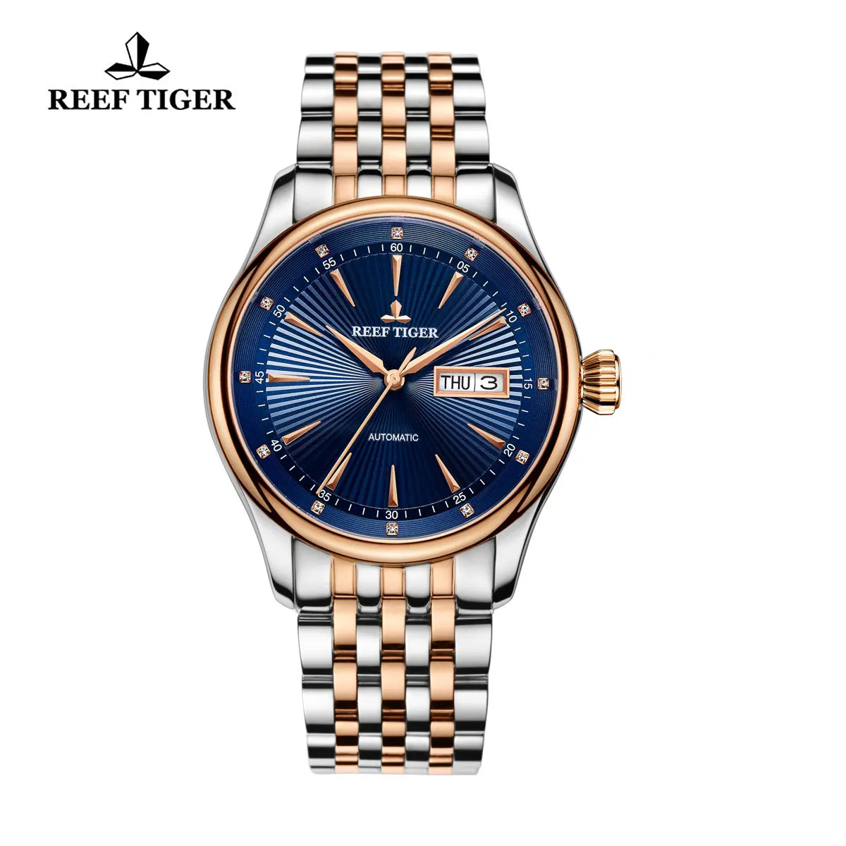 Reef Tiger Luxury Dress Watch – Blue Dial Automatic - Teglex