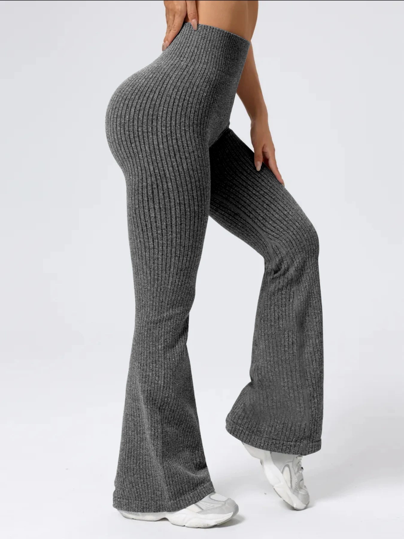 Women's High-Waist Bell Bottom Pants Sporty Tight Fit Comfortable Elastic Design Ideal for Exercise And Daily Wear - Teglex