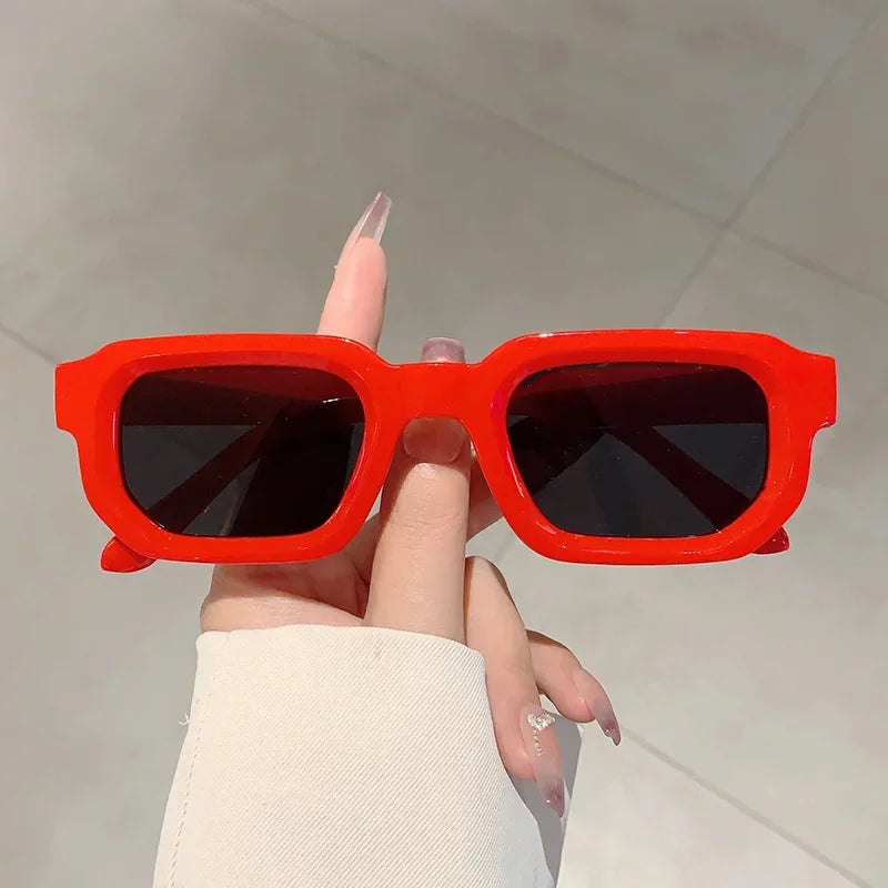 New Men Vintage Rectangle Frame Sunglasses Fashion Retro Sun Glasses Luxury Brand Design Glasses UV400 Eyewear Women Goggles - Teglex
