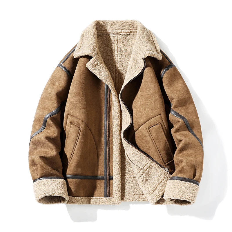 American Retro Fur Men's Winter Air Force Pilot Lamb Fleece Jacket