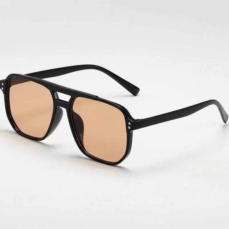 Vintage Men Women Big Sunglasses Men Square Shades Brand Designer Unisex Sun Glasses Black Lense Male Female Sunglasses UV400 - Teglex