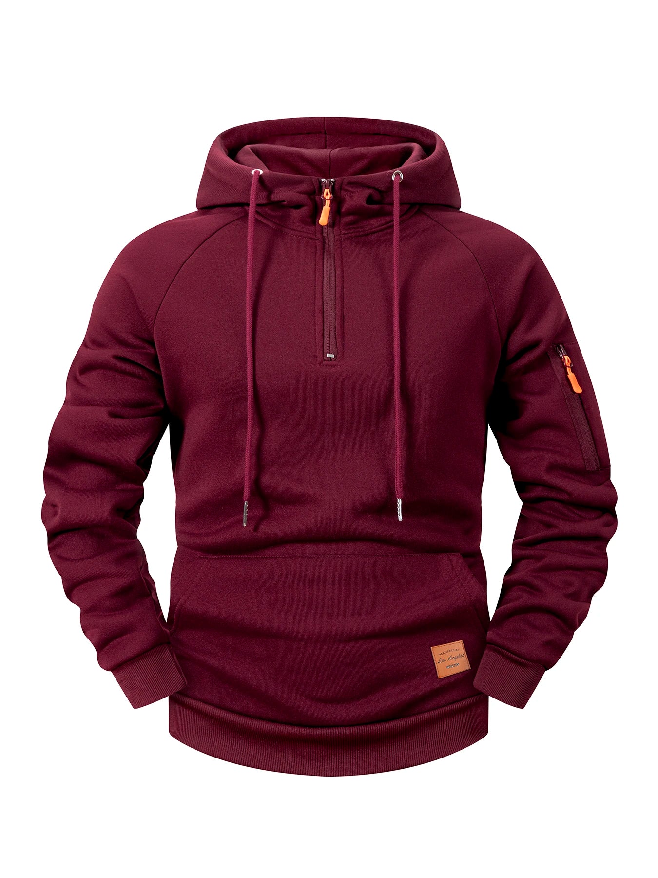 Herren-Kapuzenjacke mit Reißverschluss – Streetwear, Freizeitoberteil, einfarbig, mehrere Taschen