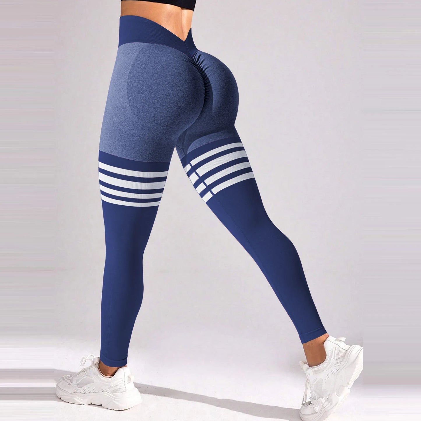 Damen High Waist V-Rücken Scrunch Yoga Leggings S-XL