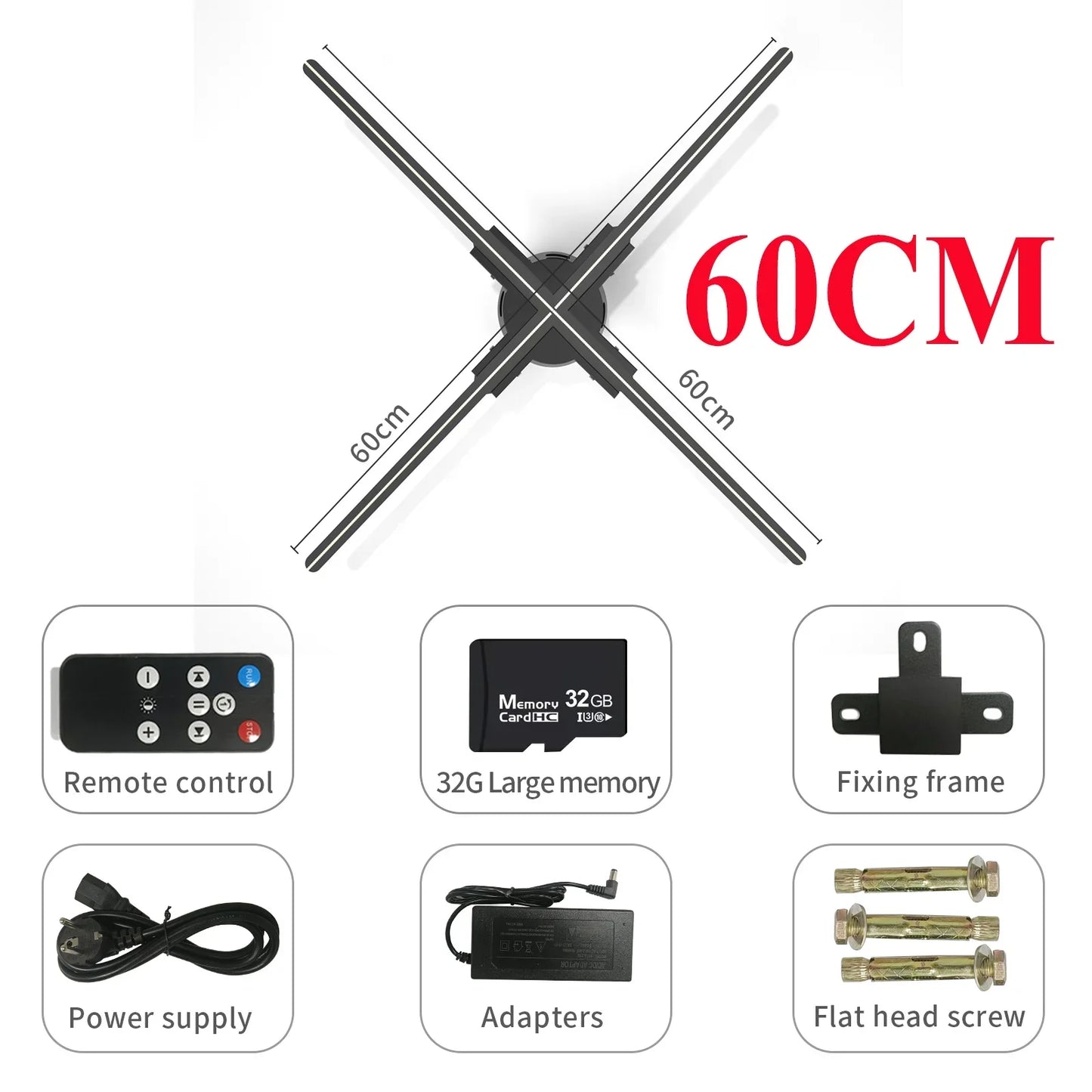 3D Fan Hologram Projector WiFi LED Sign 52-80CM