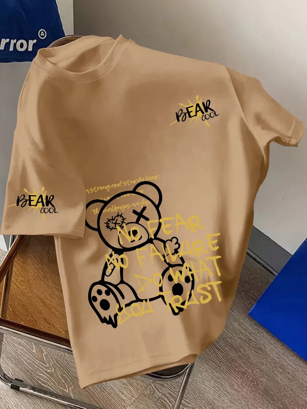 Herren T-Shirt mit Teddybär-Print – Streetwear Sommer Oberteil