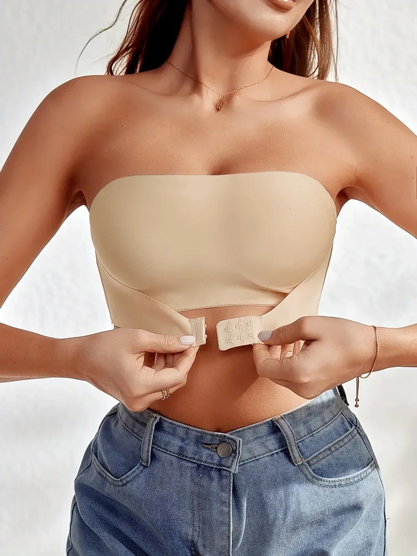 Women's Strapless Seamless Front Button Bra Smooth Comfort