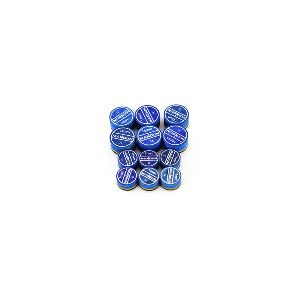 ManDun Leather Sea Blue Pool Cue Tip 11mm & 14mm