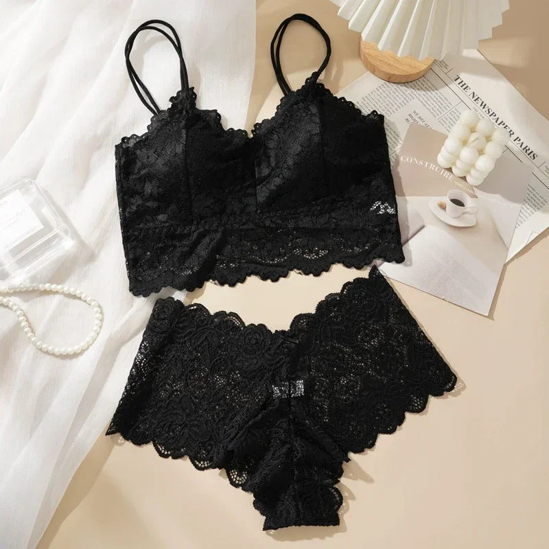 Damen-Dessous-Set aus Spitze, hohl, atmungsaktiv