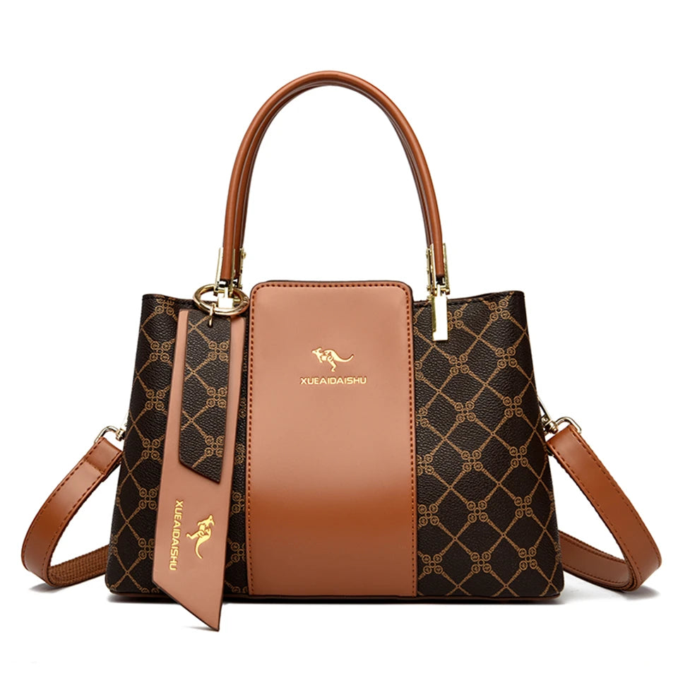 Luxury Handbag Fashion Print Large Capacity Soft Leather Women Shoulder Crossbody Bag Leisure Designer Ladies Purses and Handbag - Teglex