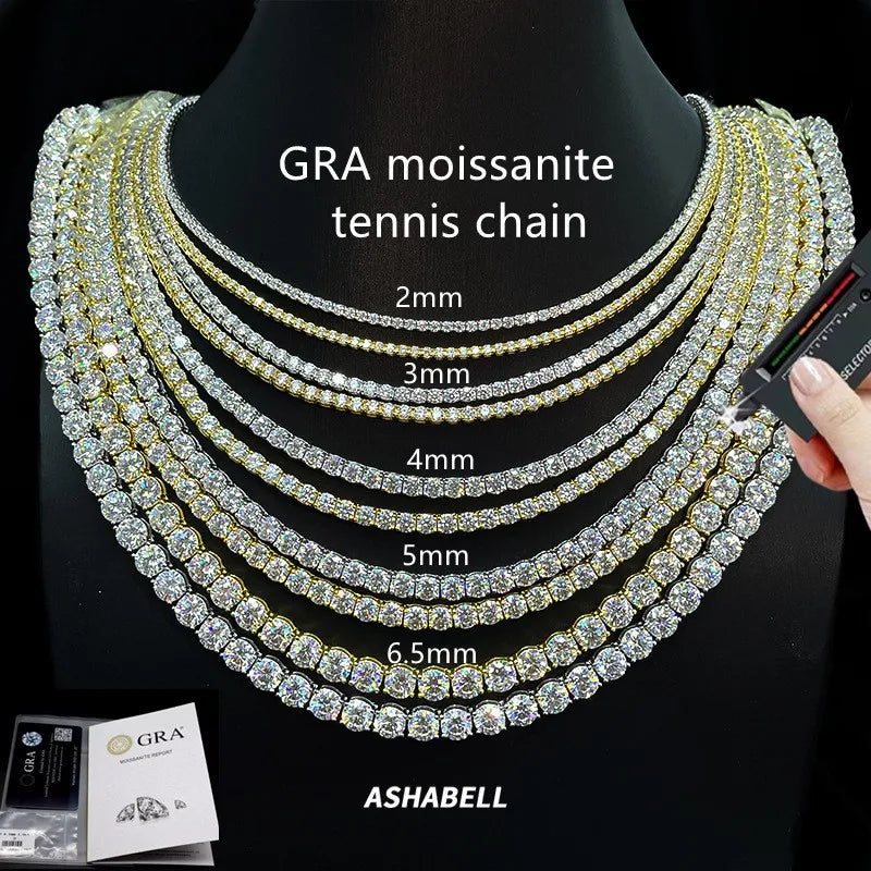 Moissanite Tennis Necklace & Bracelet Set GRA 925