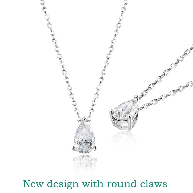 Smyoue 1-2CT Pear Moissanite Necklace 18k Gold 925
