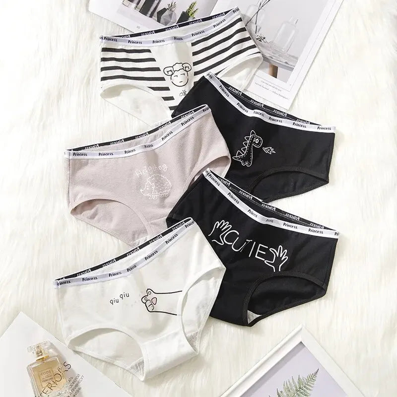 5 Stücke Cartoon Baumwollslips Damen Weiche Unterwäsche M-XL