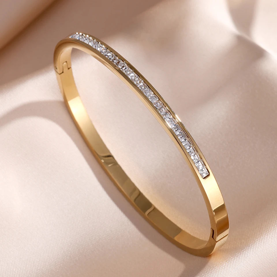 Zirconia Stainless Steel Bracelet Set for Women