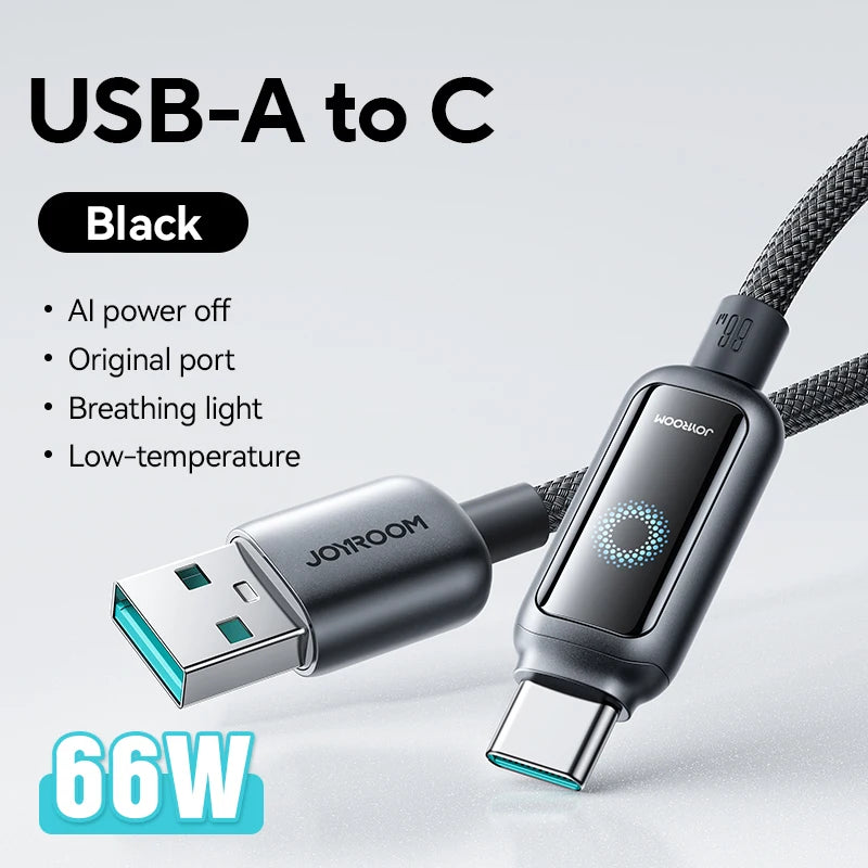 Joyroom 100W USB C Cable Automatic Power Off Fast Charge Type C Cable For iPhone 16 15 Pro Max Xiaomi Sumsang S-A55