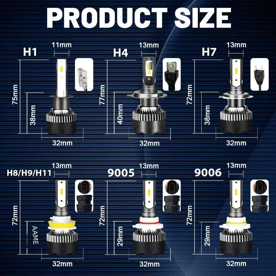Dualvision H4 LED Headlight Bulbs H7 H11 9005 9006 2PCS 12V