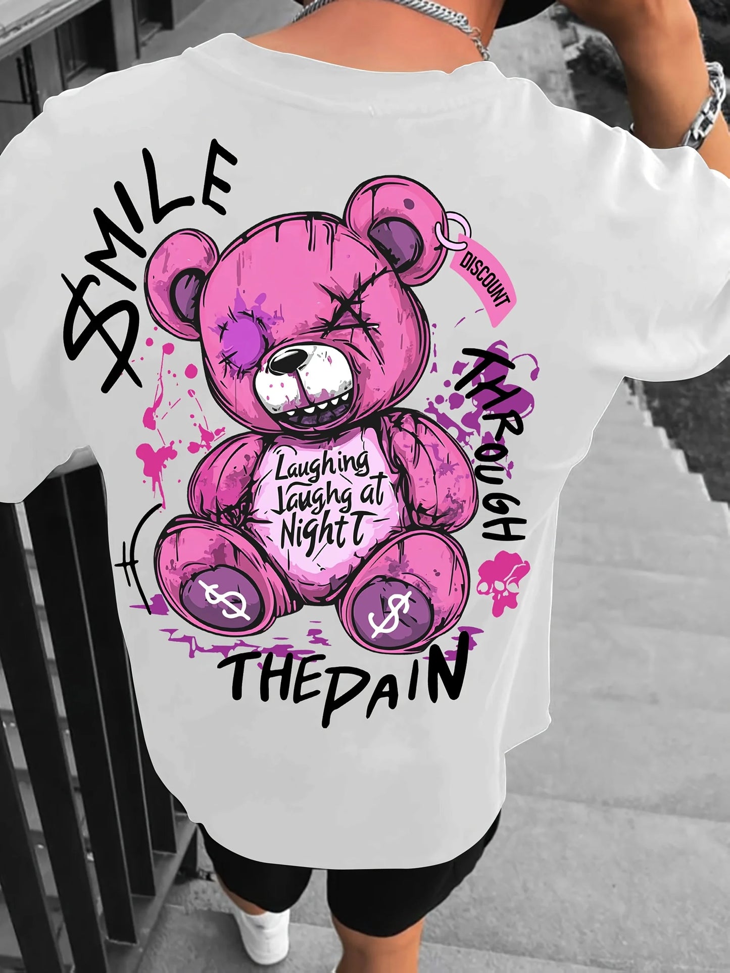 Men's Teddy Bear Letter Print T-Shirt | High Street Top
