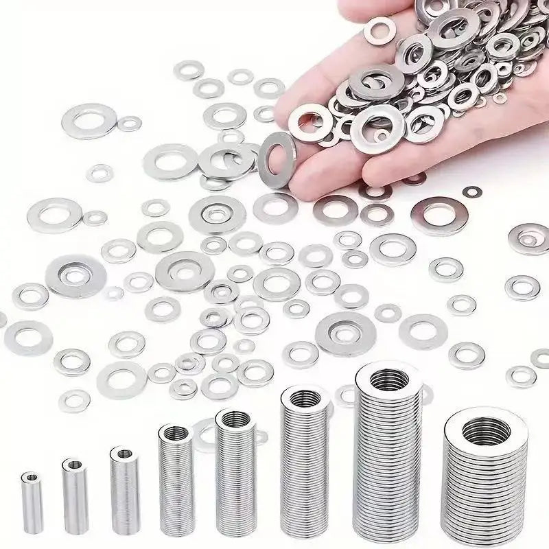 360/580pcs 304 Stainless Steel Flat Washers Assortment Set