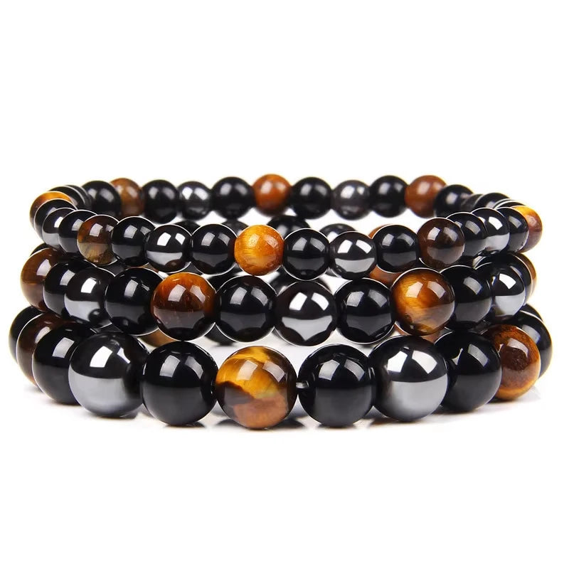Black Obsidian Hematite Tiger Eye Beads Bracelets Magnetic Health Protection Jewelry