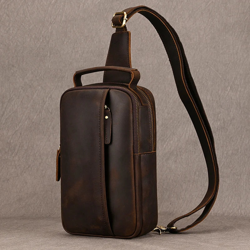 Men's Outdoor Leather Shoulder Sling Bag – Chest Pack & Crossbody - Teglex