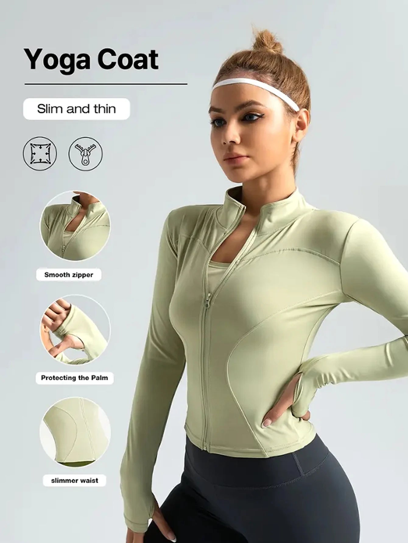 Fitness jacket, women's tight quick-drying top, 2025 autumn edition, long-sleeved sun-protective stand-up collar, sports Pilates - Teglex