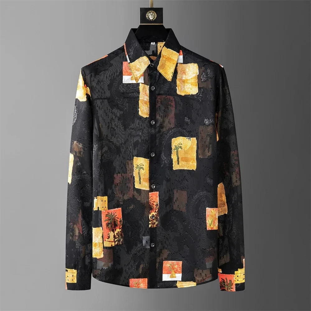 Men's Luxury Print Long Sleeve Casual Shirt