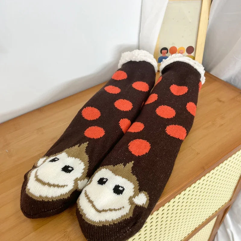 Weihnachtliche rutschfeste Thermo-Socken für Damen als Geschenk