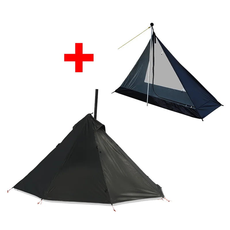 Ultraleichtes Heizbares Zelt mit Kamin 1-Personen Tipi Pyramidenzelt