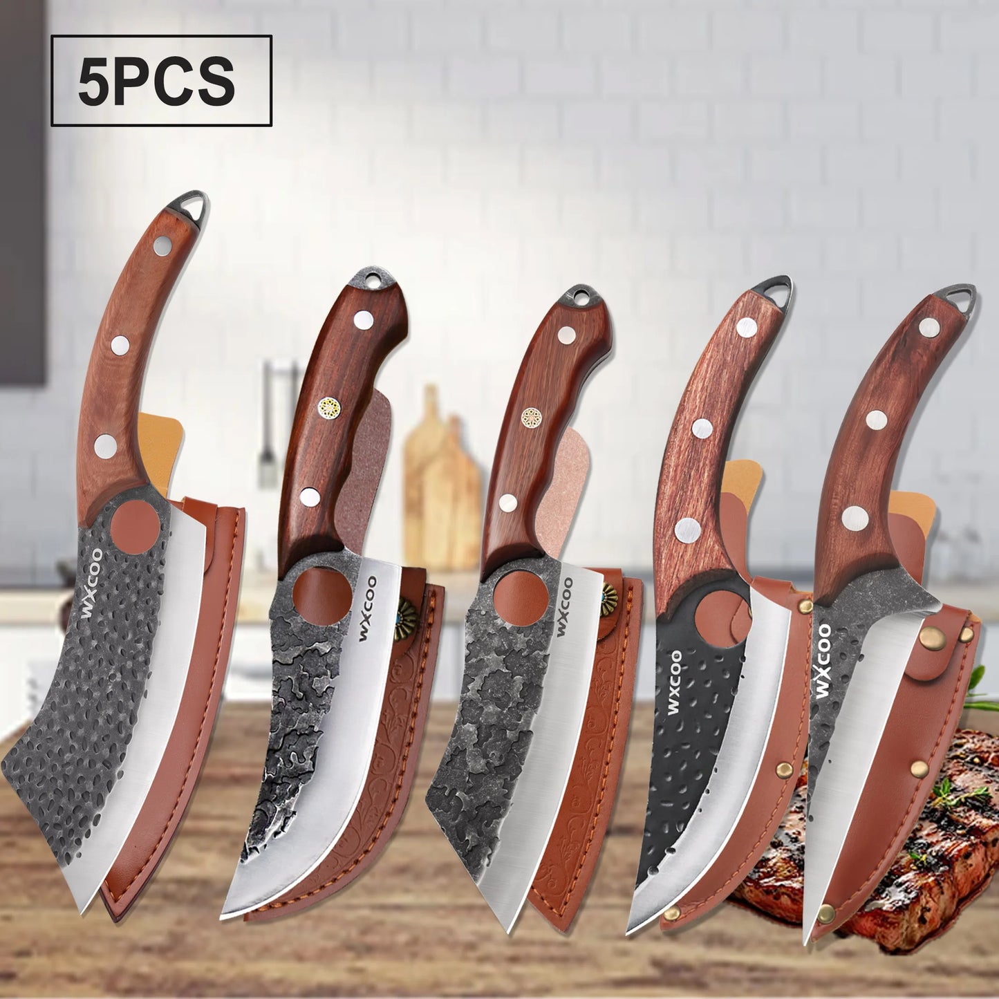 Forged Kitchen Chef Knife Wooden Handle Meat Cleaver BBQ