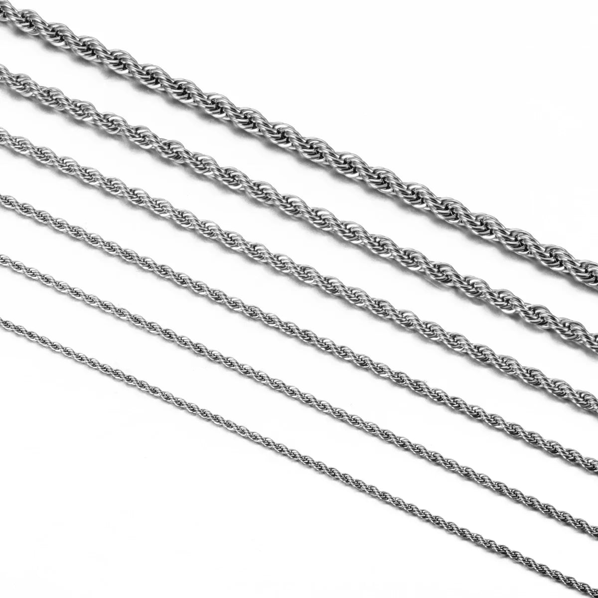 925 Sterling Silver Rope Chain Necklace Bracelet - Teglex