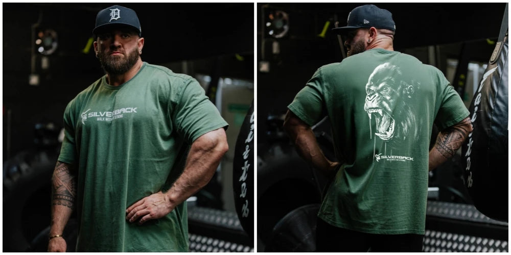 SILVERBACK Herren Oversized Baumwoll-T-Shirt für das Fitnessstudio