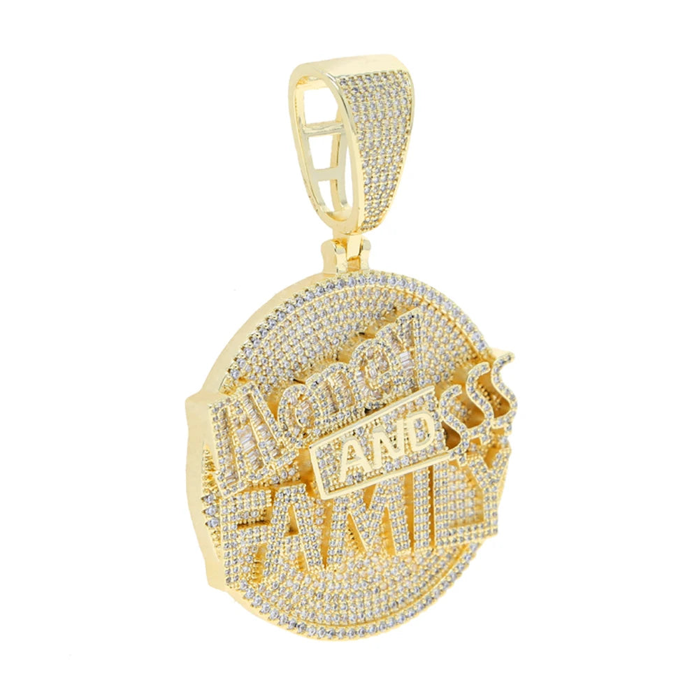Iced Out Geld & Familie Anhänger-Halskette – Hip Hop CZ