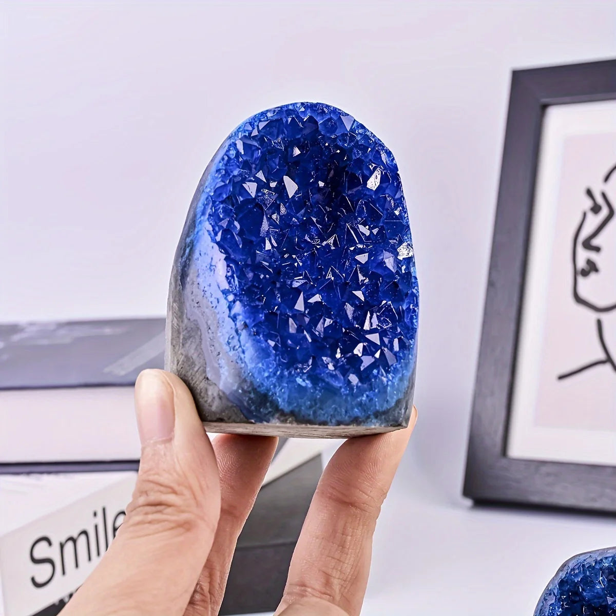Uruguayan Blue Quartz Geode Cluster | Home Office Decor