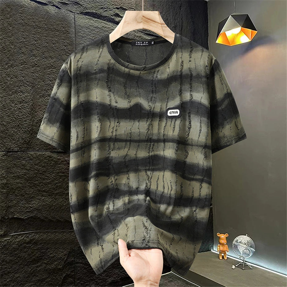 Men's Plus Size Tie-Dye Ripped T-Shirt | 10XL–11XL