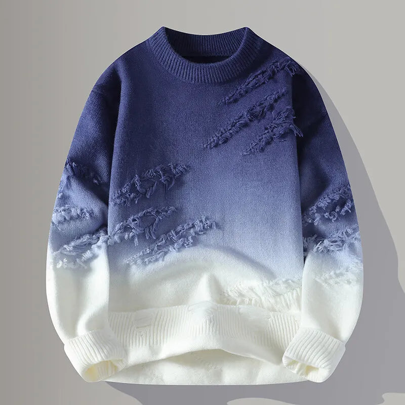 Men's Thick O-Neck Wool Knit Heavy Pullover Sweater